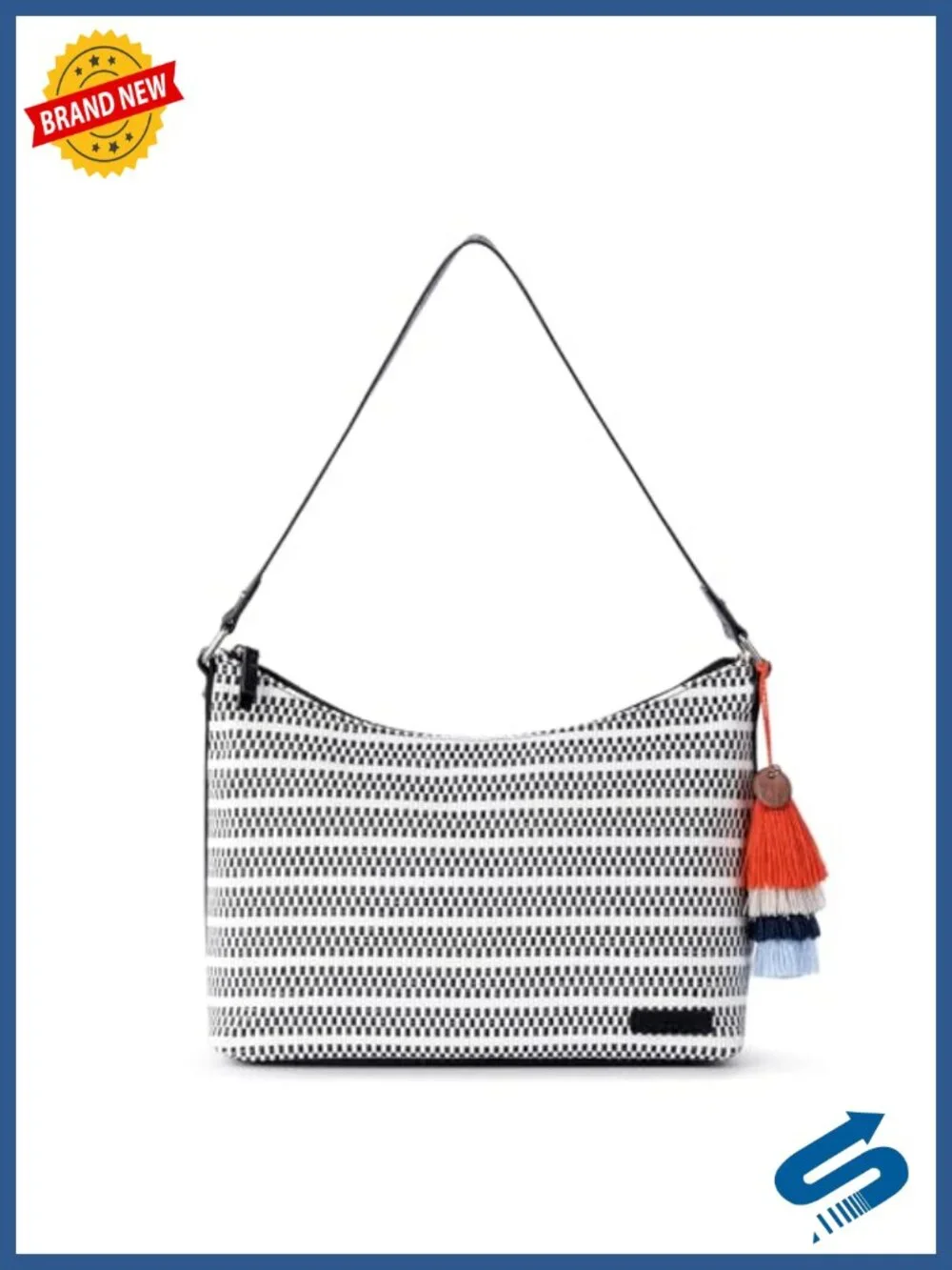 Spacious Hobo Shoulder Bag with Zipper Closure and Detachable Key Dangle